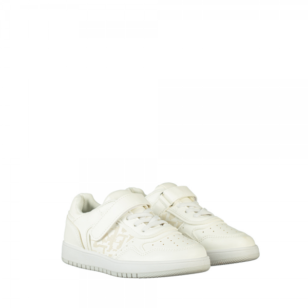 Παιδικά αθλητικά παπούτσια  λευκά από οικολογικό δέρμα Rizza, 2 - Kalapod.gr